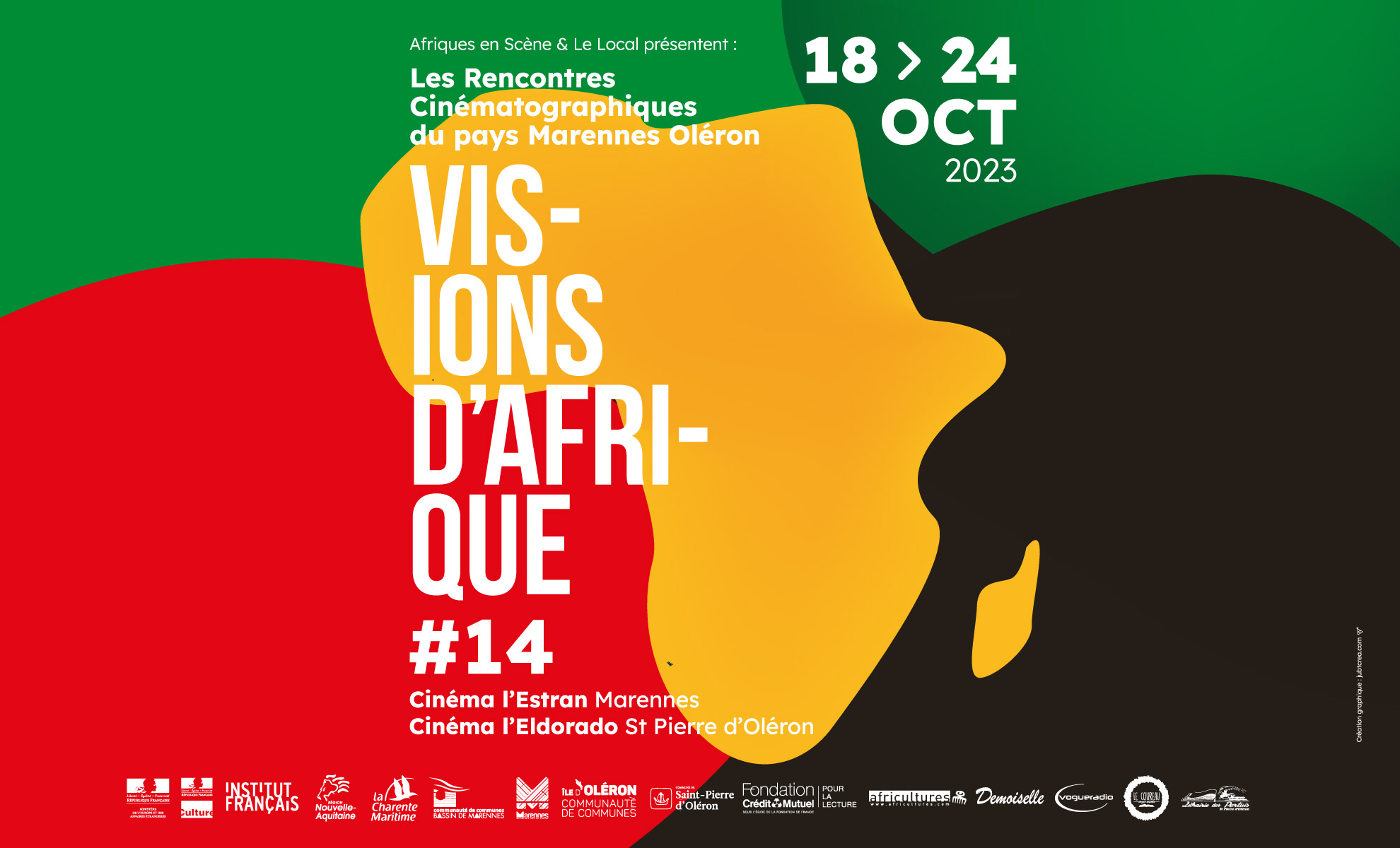 14e édition des Rencontres Cinématographiques du Pays Marennes Oléron - VISIONS D'AFRIQUE - Du 18 au 24 octobre 2023 - Cinémas l'Eldorado (Marennes) et l'Estran (St-Pierre d'Oléron)